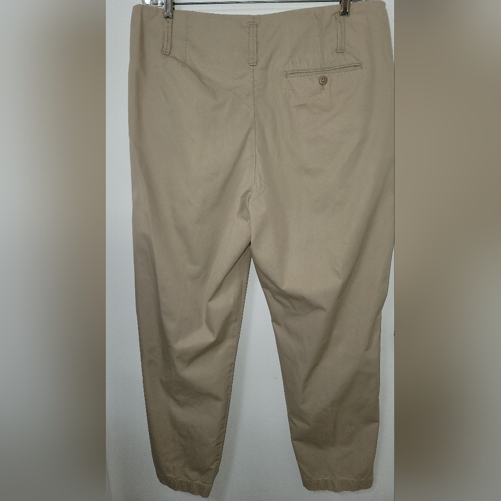 Polo Ralph Lauren Khaki Cotton Button Fly Pleated Cropped Pants Size 12 - Picture 9 of 16